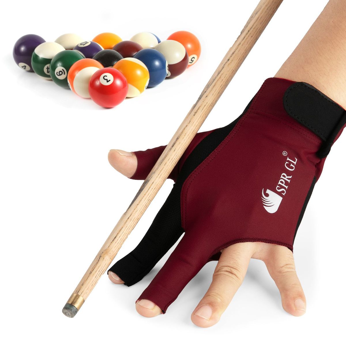 美司高弹力防滑耐磨透气三指漏指台球手套兹诺克手套撞球桌球手套