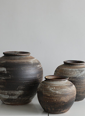 丹麦风格陶瓷花瓶摆件客厅装饰白色侘寂风粗陶罐民宿创意水培花器