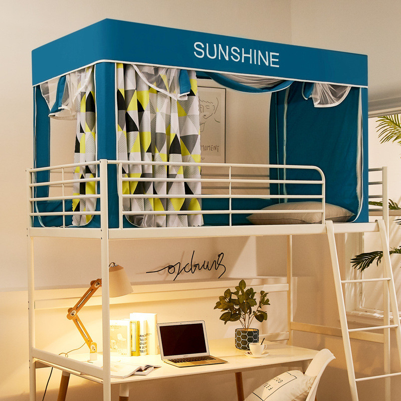 新款上铺加厚下铺遮光床帘蚊帐一体式大学生宿舍强全封闭窗帘蚊帐