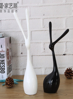 热销现代简约树脂工艺品兔家居摆件玄关客厅电视柜装饰幸福152