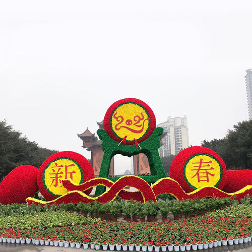厂家绿雕动物造型节日气氛创意拱门大型绿雕动物工艺品仿真销售