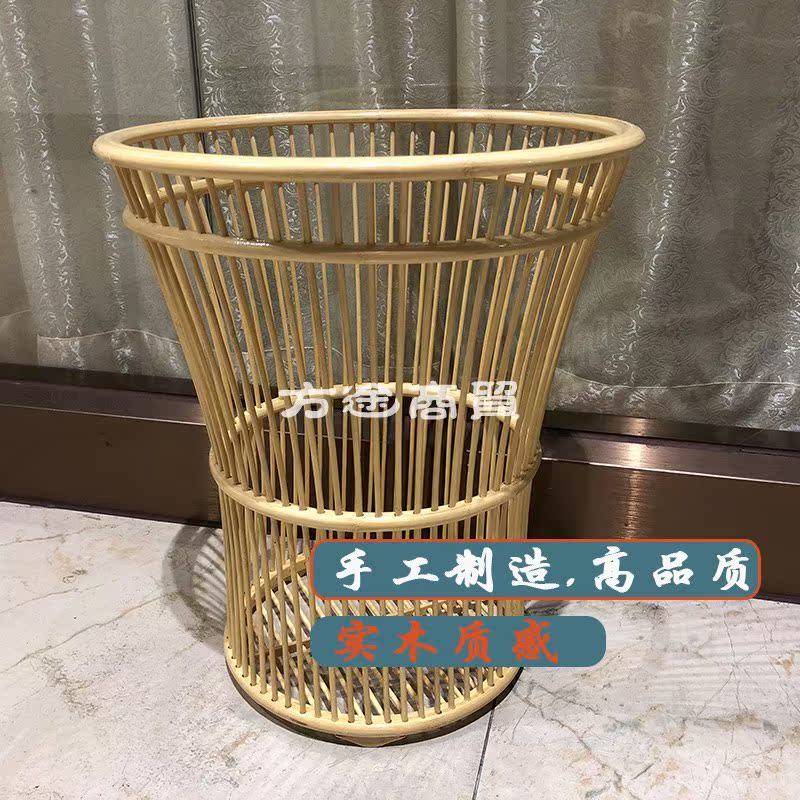 草毛巾筐竹藤编毛巾篮喇叭形收纳筐布酒店客房篮家用衣物脏衣篓