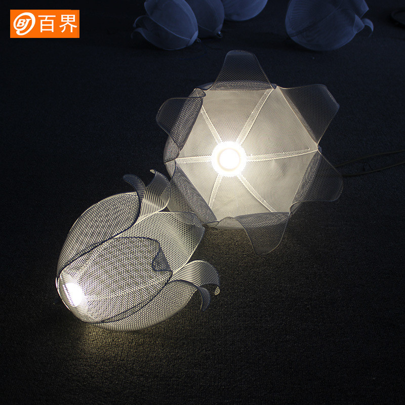 百界新款婚庆道具铁艺吊顶挂件铃兰花网花带灯带线 橱窗布置花艺