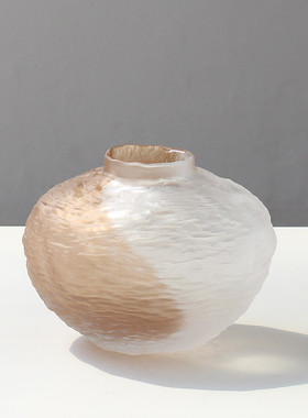 样板间磨砂小口玻璃花瓶酒店现代简约软装饰品客厅茶几插花花瓶