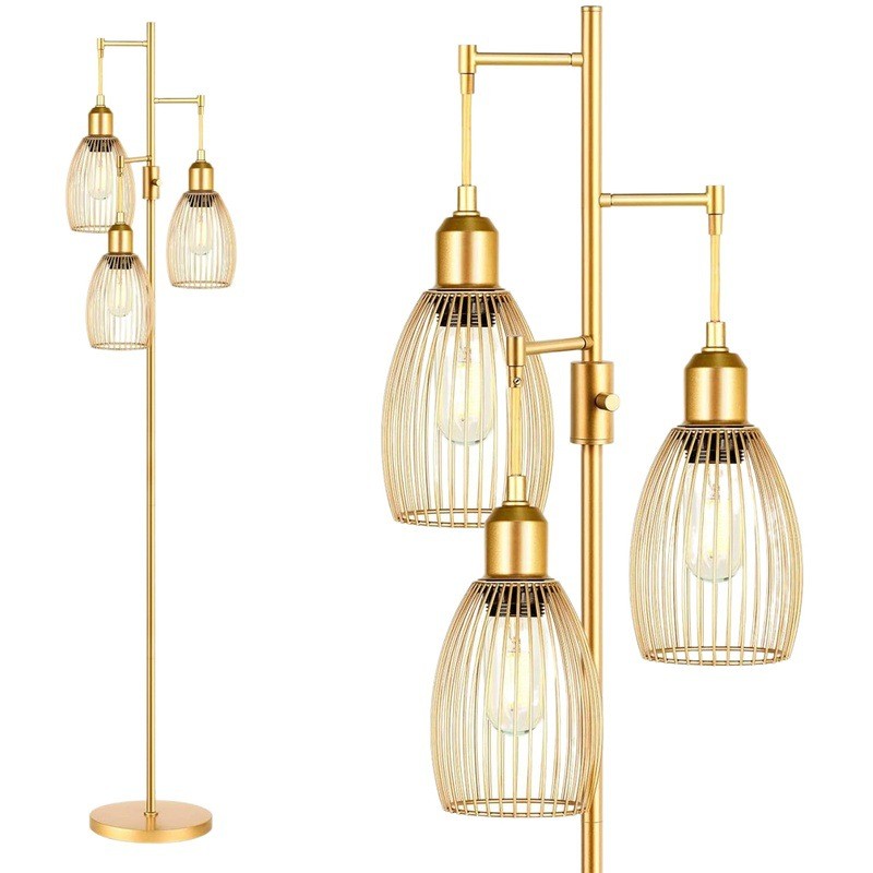 落地灯客厅美式创意工业复古旋钮调光卧室床头书房立式灯ebay