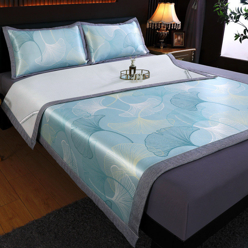 厂家批发2024新款植物加密草本冰藤席/家用/学生/两件套/三件