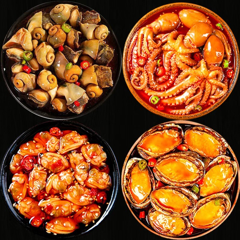 香辣大海螺肉片即食罐装麻辣小海鲜罐头捞汁熟食八爪鱼鲍鱼