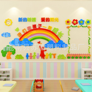 幼兒園墻面裝 飾貼畫3d立體墻貼留言板托兒所創(chuàng)意貼紙小學(xué)教室布