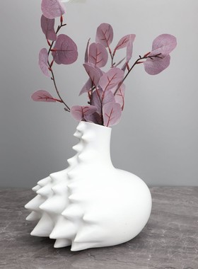 软装音符钩子黑白树脂花器样板房家居玄关轻奢花插瓶现代简约摆件