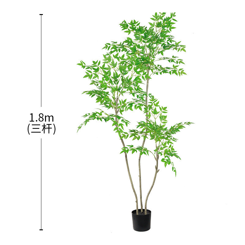 植物轻奢绿植盆栽店铺茶室仿生仿真树橱窗落地景观花艺仿真南天竹