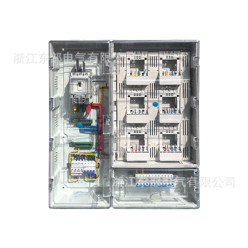 供应塑料非金属pc+abs塑料电表箱防水挂壁单相6户计量电表箱透明