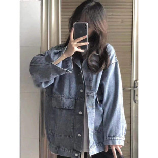 宽松痞帅工 68小众高货复古牛仔外套女ins潮流百搭小个子春秋新款
