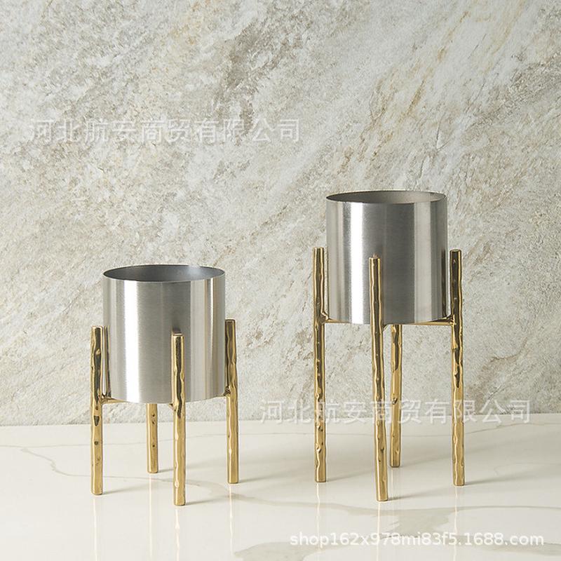 热销现代简约创意高脚花盆桶状花器样板房售楼处家居阳台客厅软装