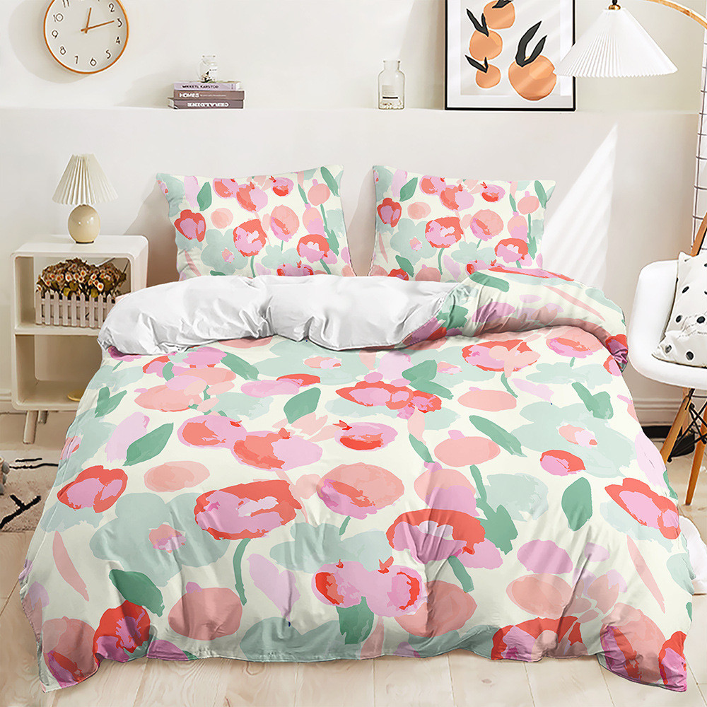 床上三件套插画风景动物数码印花被套3d外贸套件批发