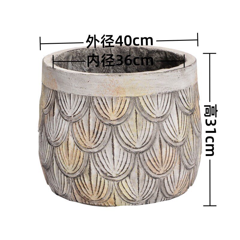镁泥花盆欧美现代艺术客厅商场室内外落地复古做型号特大旧绿植盆