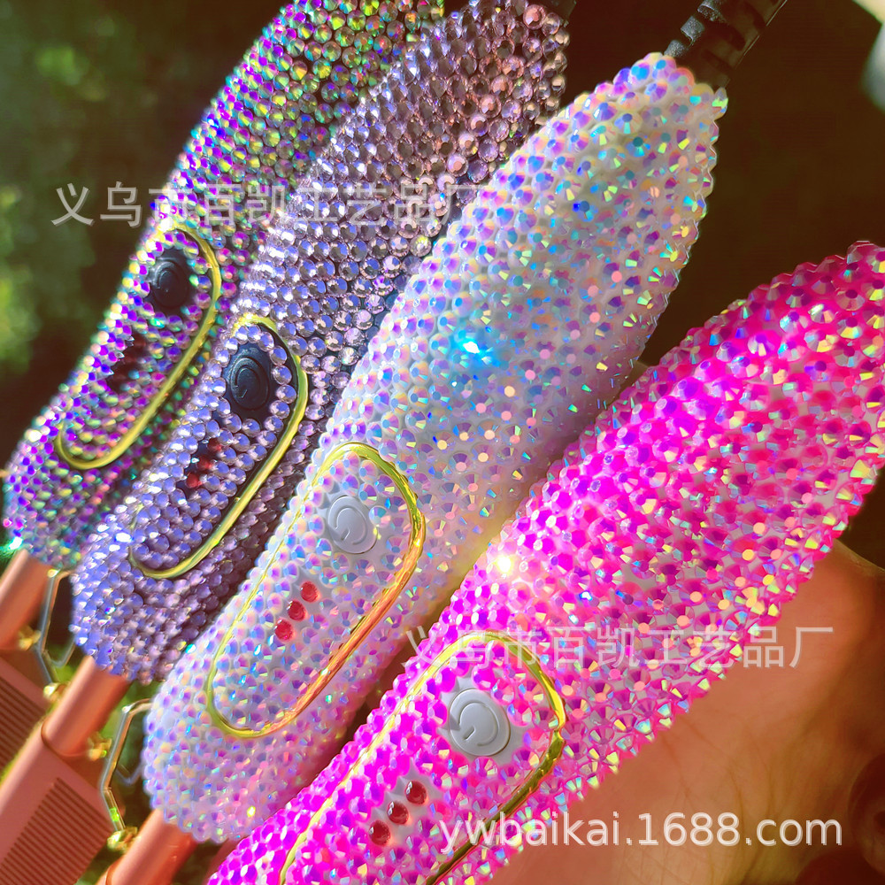 热销跨境干湿直发卷发铜梳贴直发梳刘海钻急用电卷美发梳一件现制