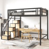 c誴1铁艺高架床上下铺二层阁楼床一体复式 二楼上小户型省空间床下