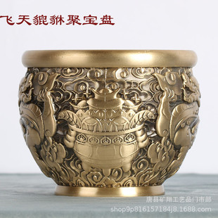 麒麟缸缸貔貅米缸福缸虎缸龙缸招米进宝黄铜制作摆件