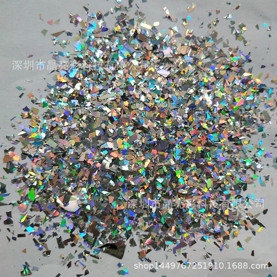 镭射金葱粉碎片大小不规则形炫彩纸碎七彩金美甲流沙填充碎屑