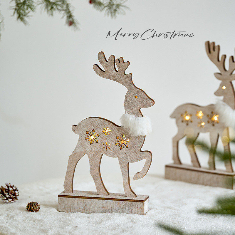 圣诞装饰品圣诞麋鹿木质摆件家用桌面装饰品节日场景布置拍照道具
