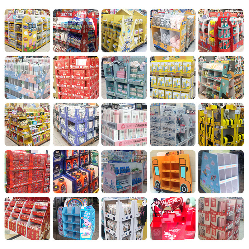 沃尔玛专业可带陈列pdq板纸箱商场文具食品纸堆头瓦楞展示纸货架