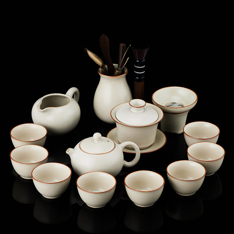 q683汝窑茶壶轻奢茶杯功夫茶具套装家用客厅办公室会客陶瓷西