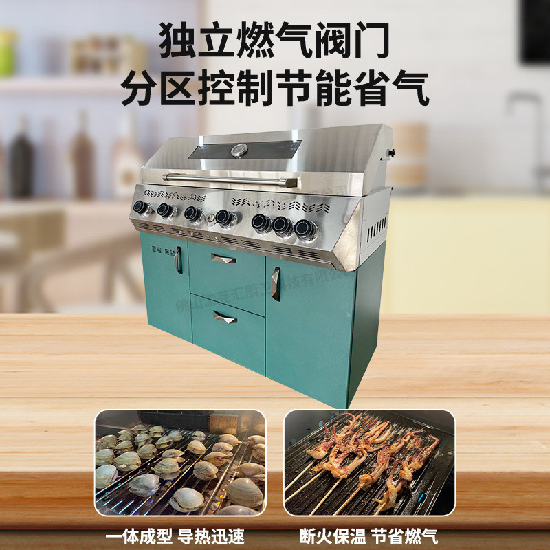 欧美户外组合柜户外厨房别墅庭院嵌入式烧烤台家用不锈钢烧烤炉