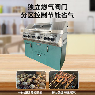 欧美户外组合柜户外厨房别墅家用嵌入式 烧烤台庭院不锈钢烧烤炉