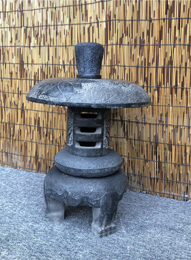 天然大理石雪见日式花园酒店装饰落地石灯摆件石雕青石仿古石灯笼