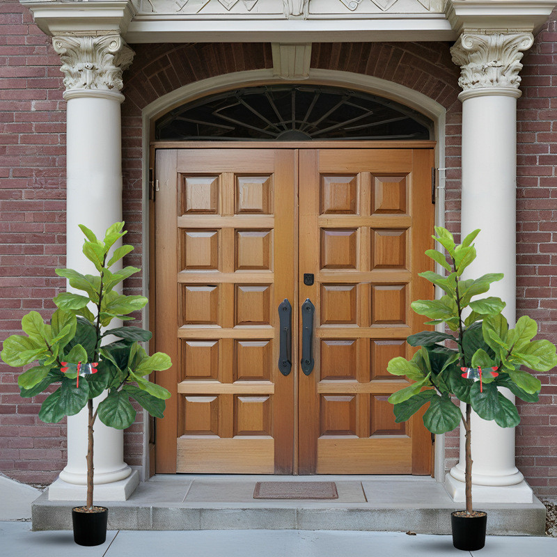 热销大型琴叶榕餐厅装饰户外花园葫芦叶客厅仿真树摆件榕树塑料假