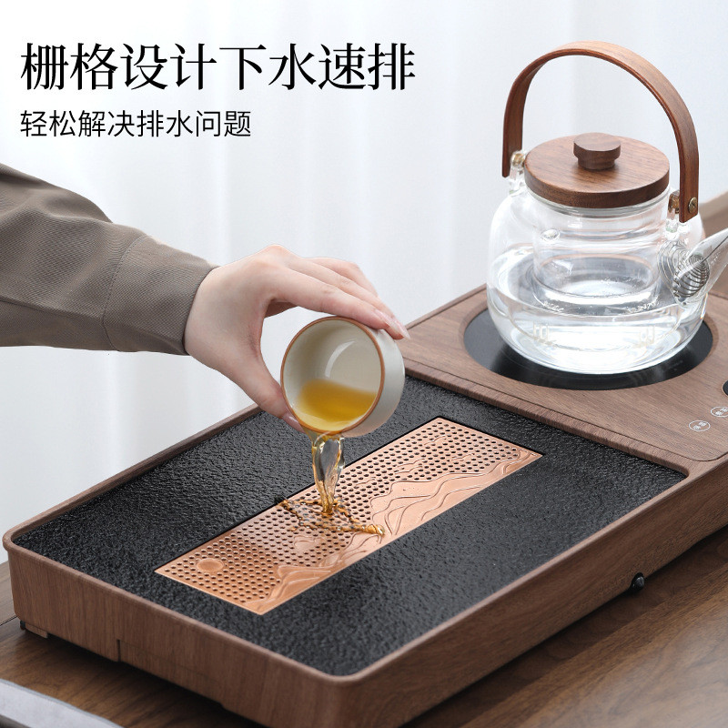 茶具套装家用汝窑一整套轻奢高档客厅小型自动茶盘茶台烧水壶一体