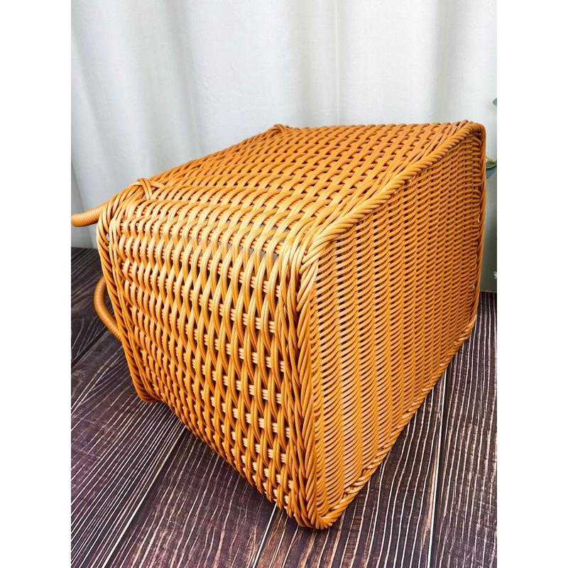 lx116户外手提方形菜篮子野餐篮椭圆购物菜篮篮简约茶色37*27新品