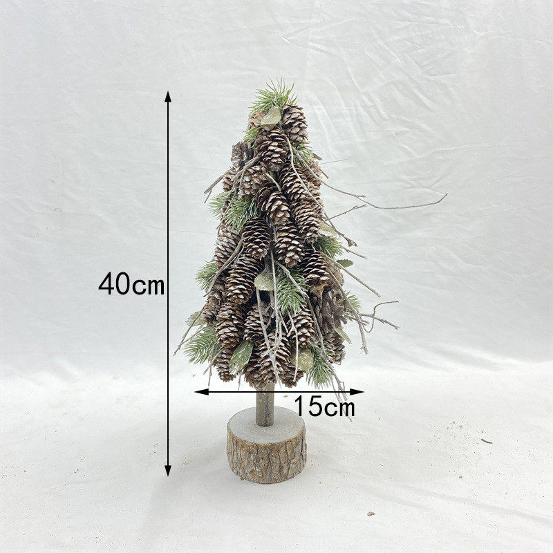 圣诞节装饰品桌面摆件2025新款门环松针圣诞树花环欧美松果装饰