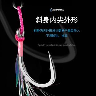 ecooda伊酷达粉派铁板钩海钓船钓带绑大单钩双钩线物鱼钩西沙南油