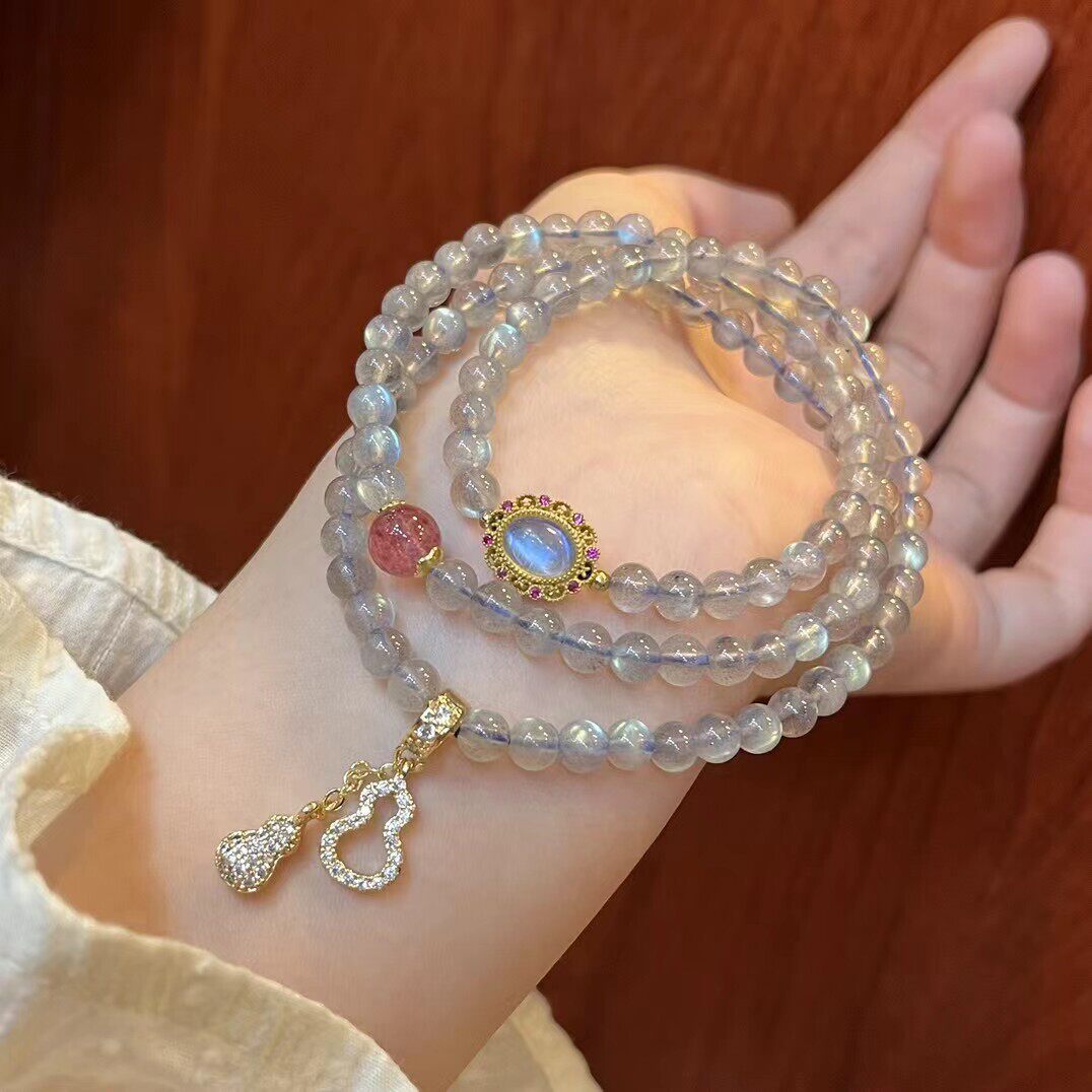 天然蓝月光石多圈手链女国潮百搭水晶拉长石手串小众饰品闺蜜礼物,饰品/流行首饰/时尚饰品新,手链,淘宝优惠券,粉丝福利购,淘宝优惠卷