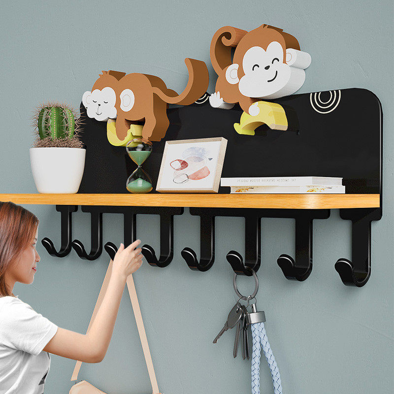 进门玄关挂钩门口钥匙挂衣架钩壁挂墙上免打孔收纳挂架墙壁置物架