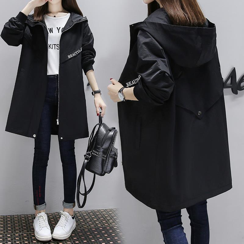 大码风衣女胖mm春秋200斤中长款加大码女装韩版显瘦休闲气质外套