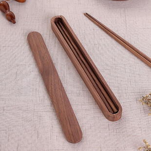 e0pb批发黑胡桃轻便天然手工木质木筷盒木筷子实家用无蜡冷餐冷食