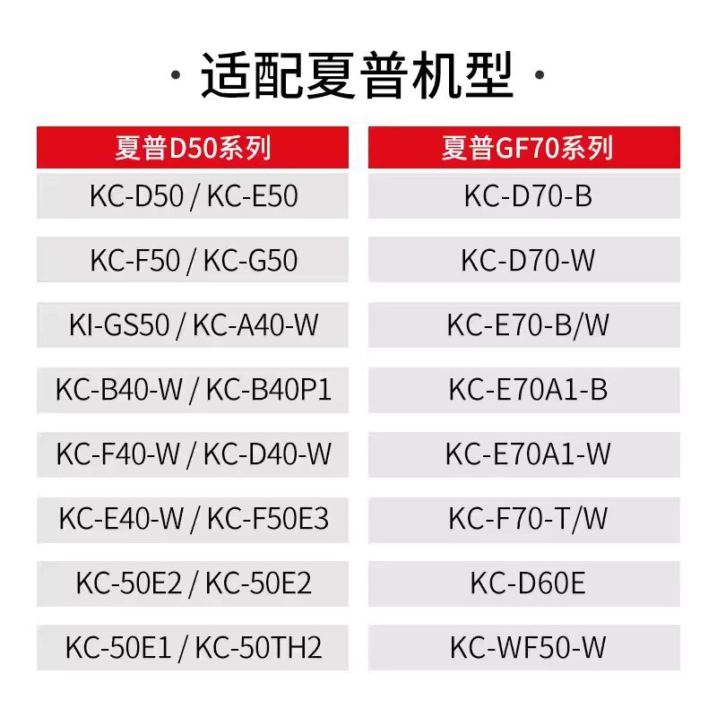 热销夏普适配空气净化器过滤网kc-d70/e70/f70/d50/70th1/d60e过