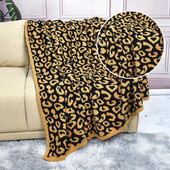 毛毯秋冬加厚软绵绵豹纹半边绒毯休闲办公室午睡沙发毯子毛绒床搭
