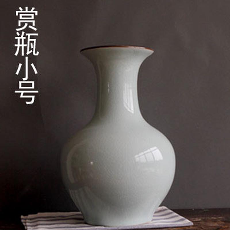 景德镇陶瓷花瓶仿古浅白色开家居装饰裂纹透明釉客厅片插花器摆件