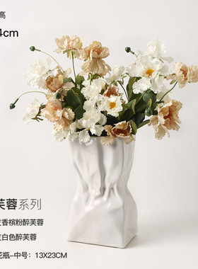 贝汉美白摆件奶油风陶瓷花瓶高级感色客厅桌面插花创意小花瓶批发