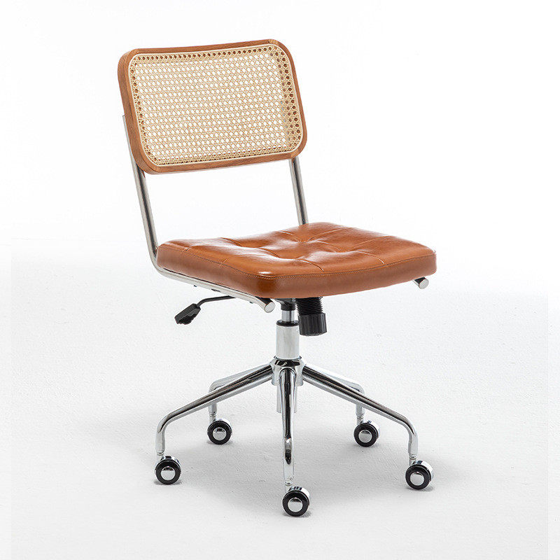 北欧办公椅子电脑椅中古藤编复古转椅创意设计师靠背家用书桌房椅
