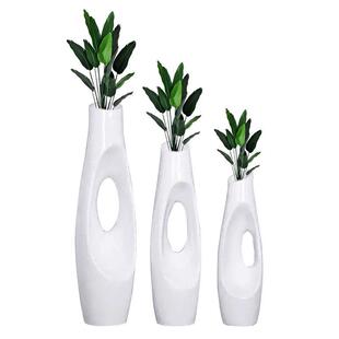 白色花器镂空玻璃钢落地大花瓶干花插花简约摆件客厅现代艺术摆件
