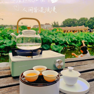 围炉煮茶户外卡式炉玻璃烧水泡茶壶电陶炉煮茶器炭火炉蒸煮一体