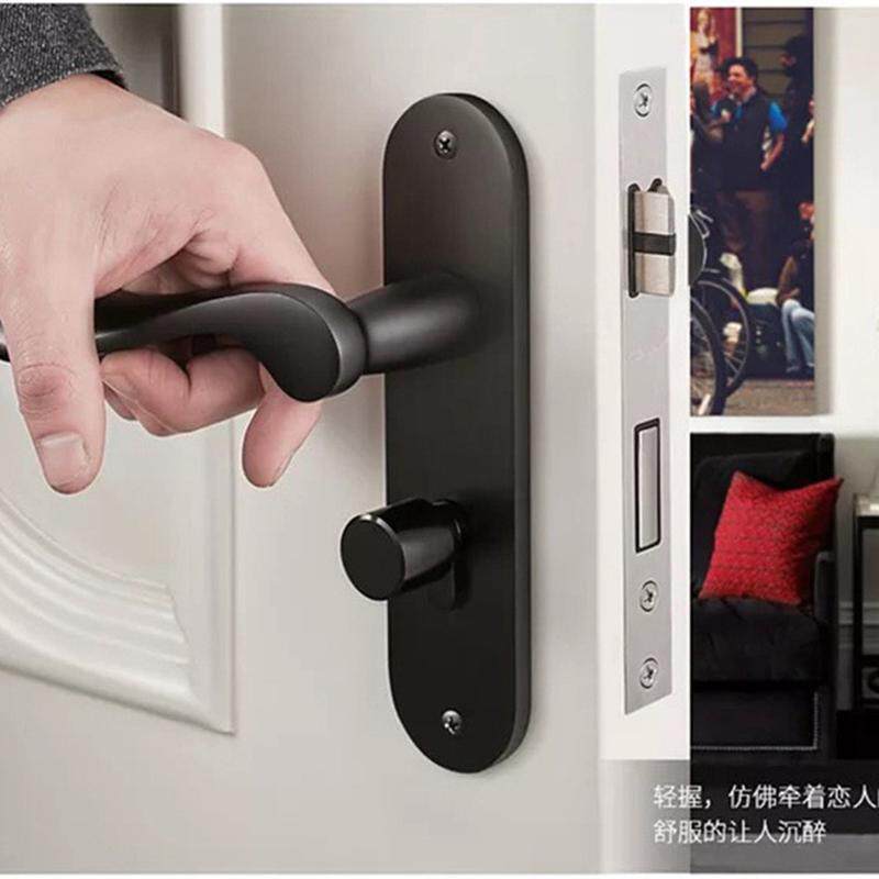 现代简约美式黑色卫生间房门锁太空铝室内卧室房门门锁锁实木门锁