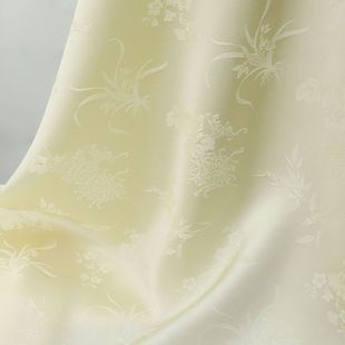 布料 顺服装 厂家直销梅兰竹菊双面提花人丝面料垂风格 新中式