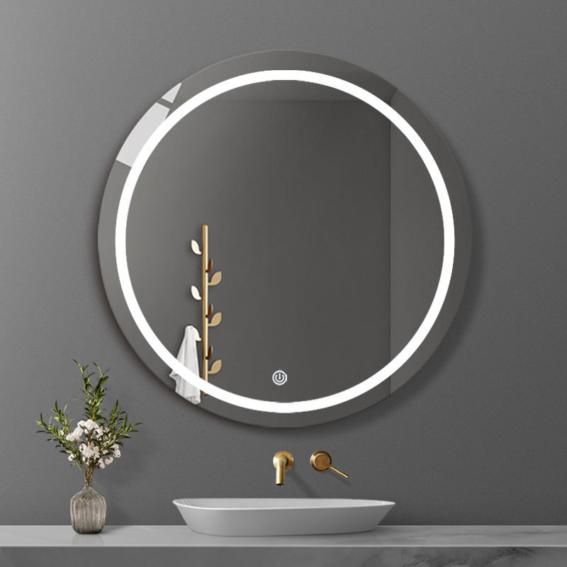 led圆形智能镜酒店宾馆化妆镜智能除洗手台镜雾镜子挂墙发光灯镜