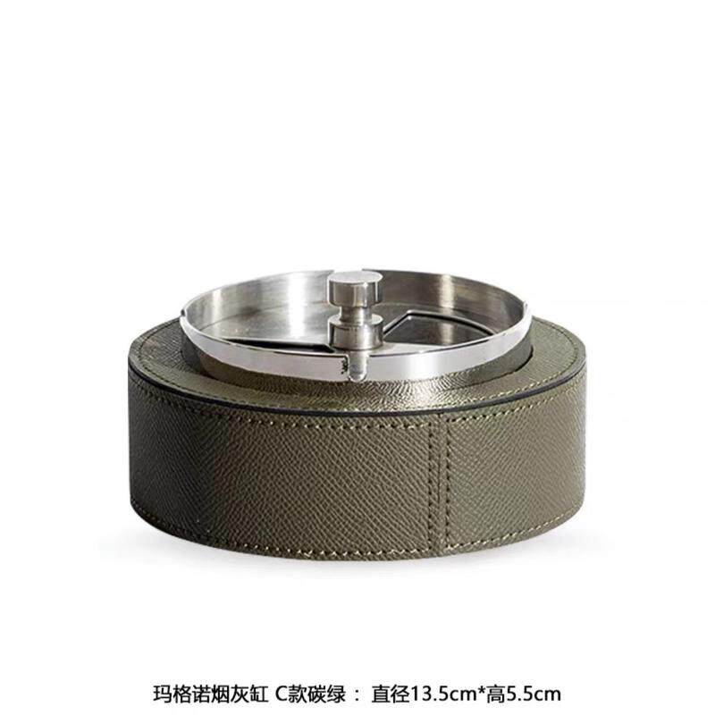 简约轻奢皮革烟灰缸金属高端酒店售楼处客厅会议室创意家居摆件