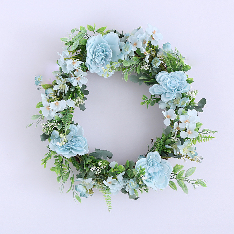 欧式春季仿真牡丹烛台仿真花环门饰壁饰挂饰花环橱窗婚礼装饰道具